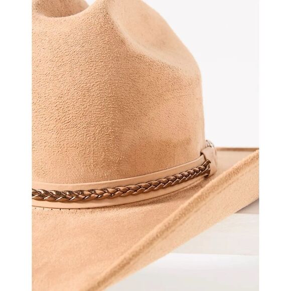 ASN for Anthropology Hats Nomad Cowboy Braided Belt Rancher Hat in Beige/ NWT